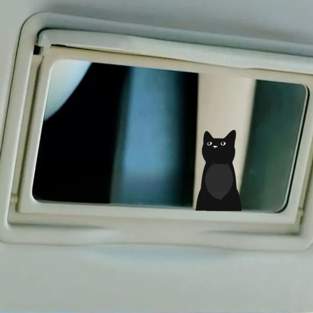 Car Vanity Mirror Or Side Mirror Peekaboo Cat Sticker